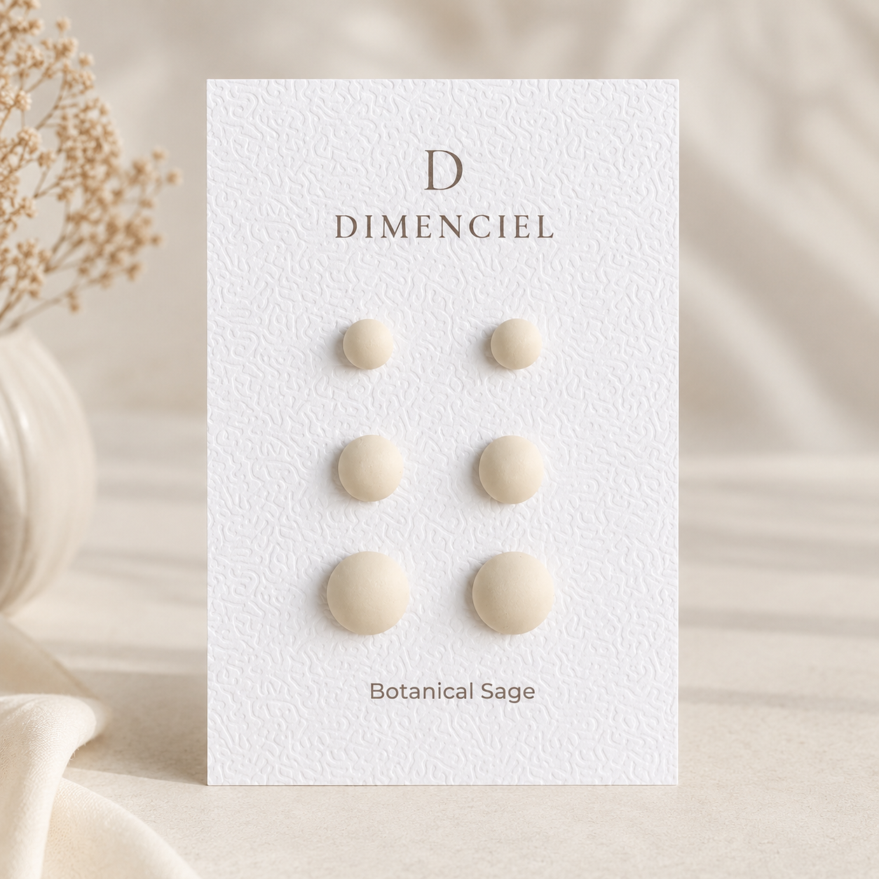 The Micro Dome Trio in Botanical Sage | Half Sphere Ear Studs Set