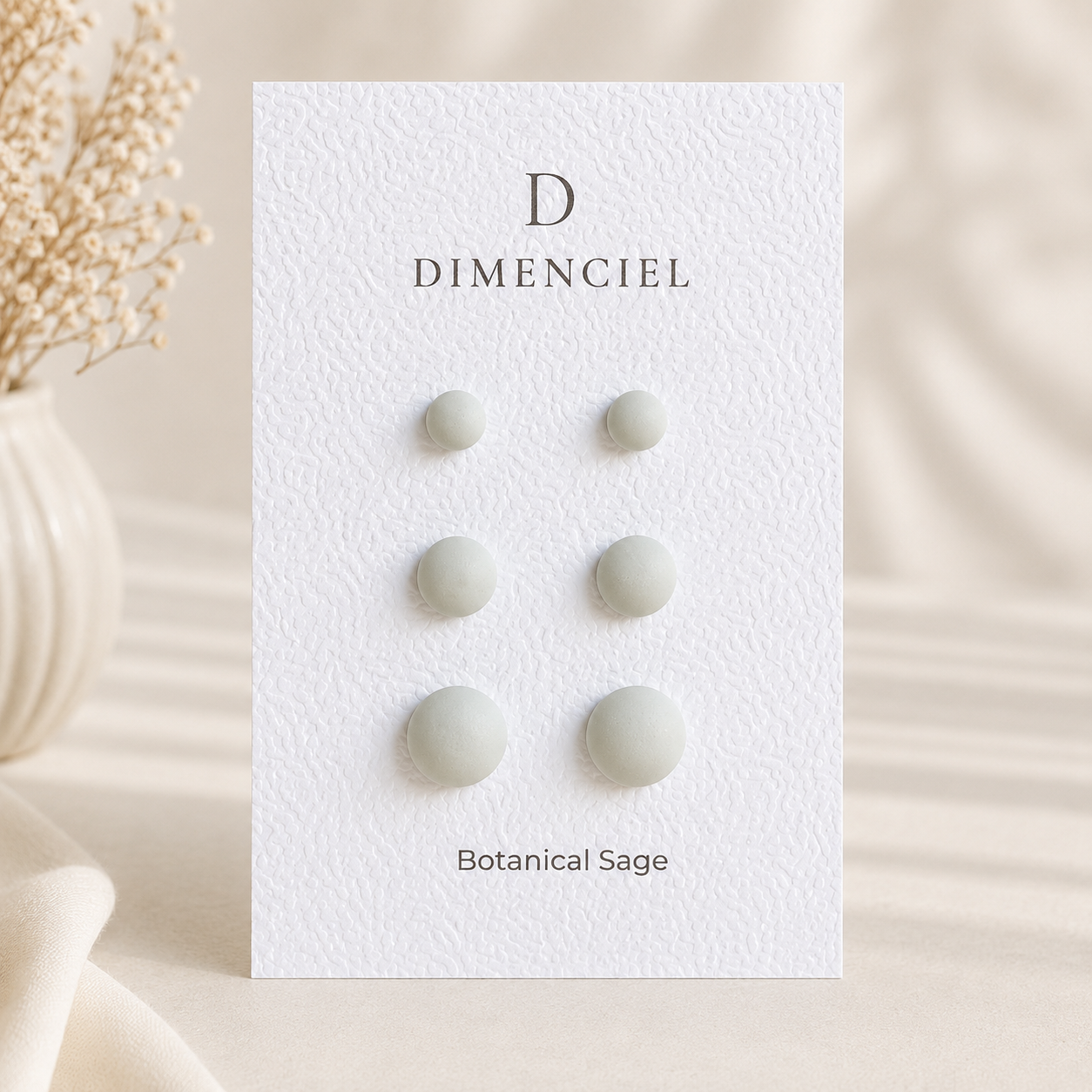 The Micro Dome Trio in Botanical Sage | Half Sphere Ear Studs Set