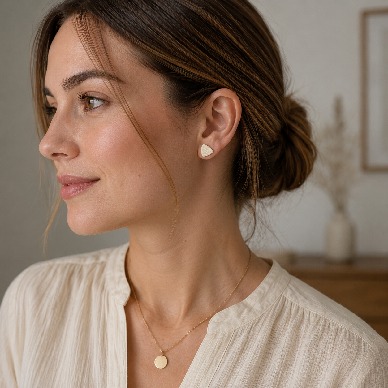 Botanical Sage Triangle Studs Set