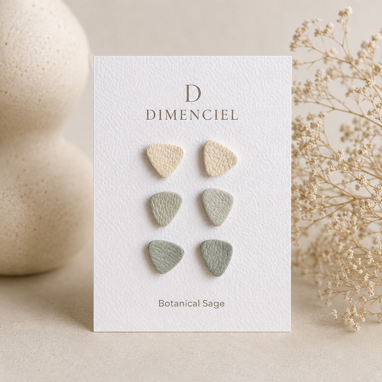 Botanical Sage Triangle Studs Set