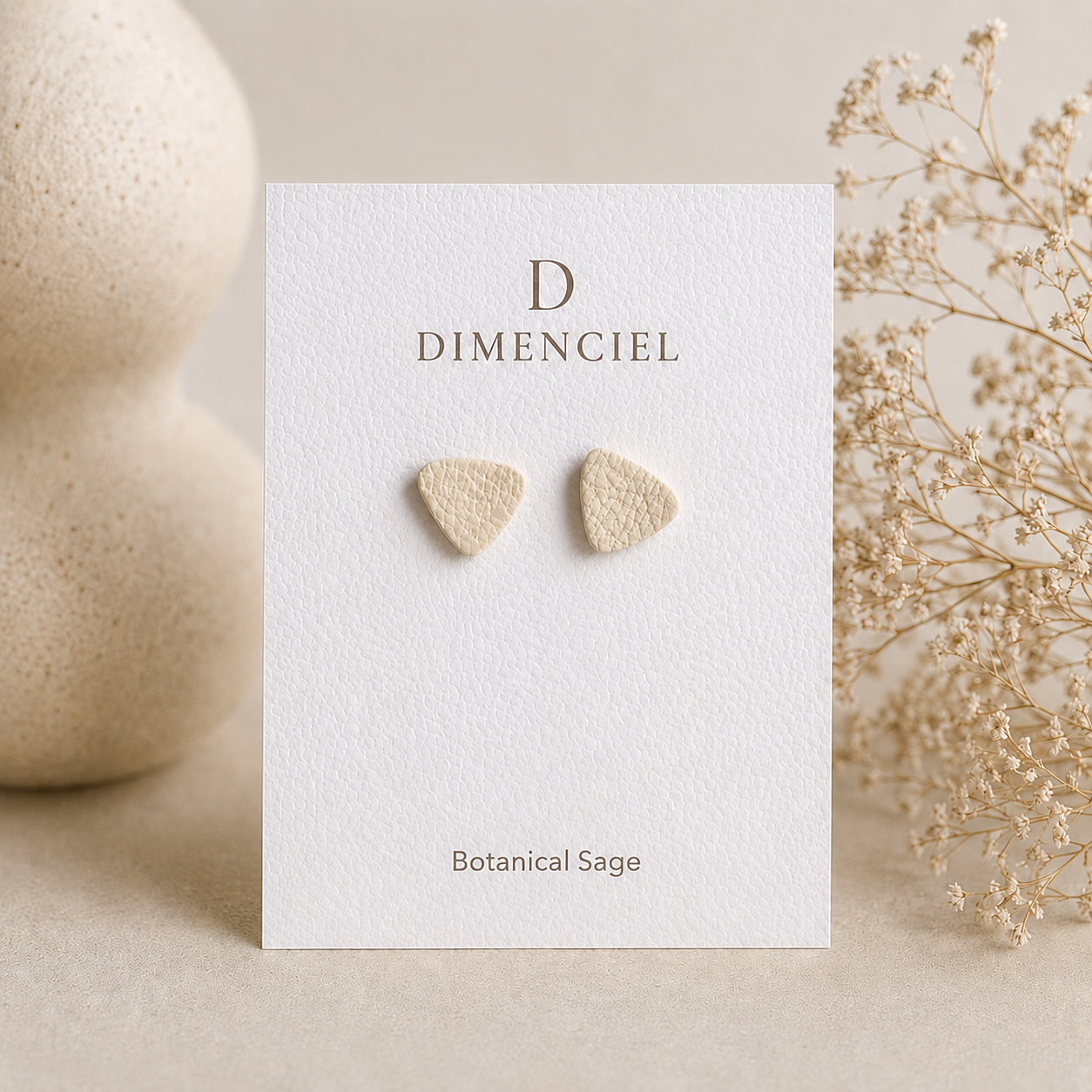Botanical Sage Triangle Studs Set