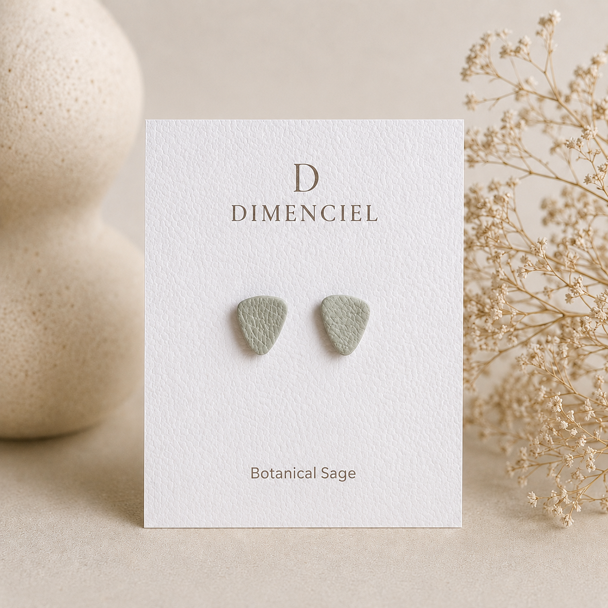 Botanical Sage Triangle Studs Set