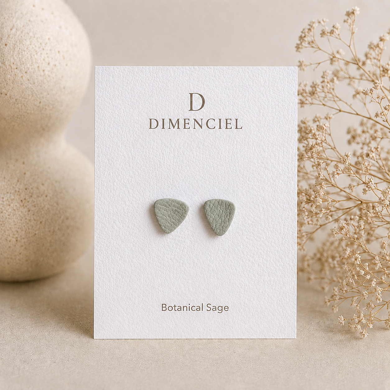 Botanical Sage Triangle Studs Set