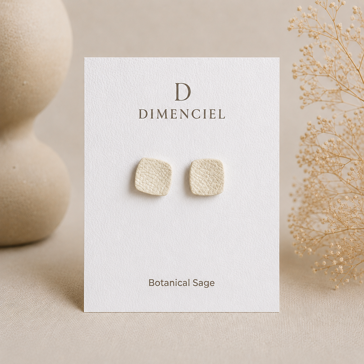 Botanical Sage Square Studs Set