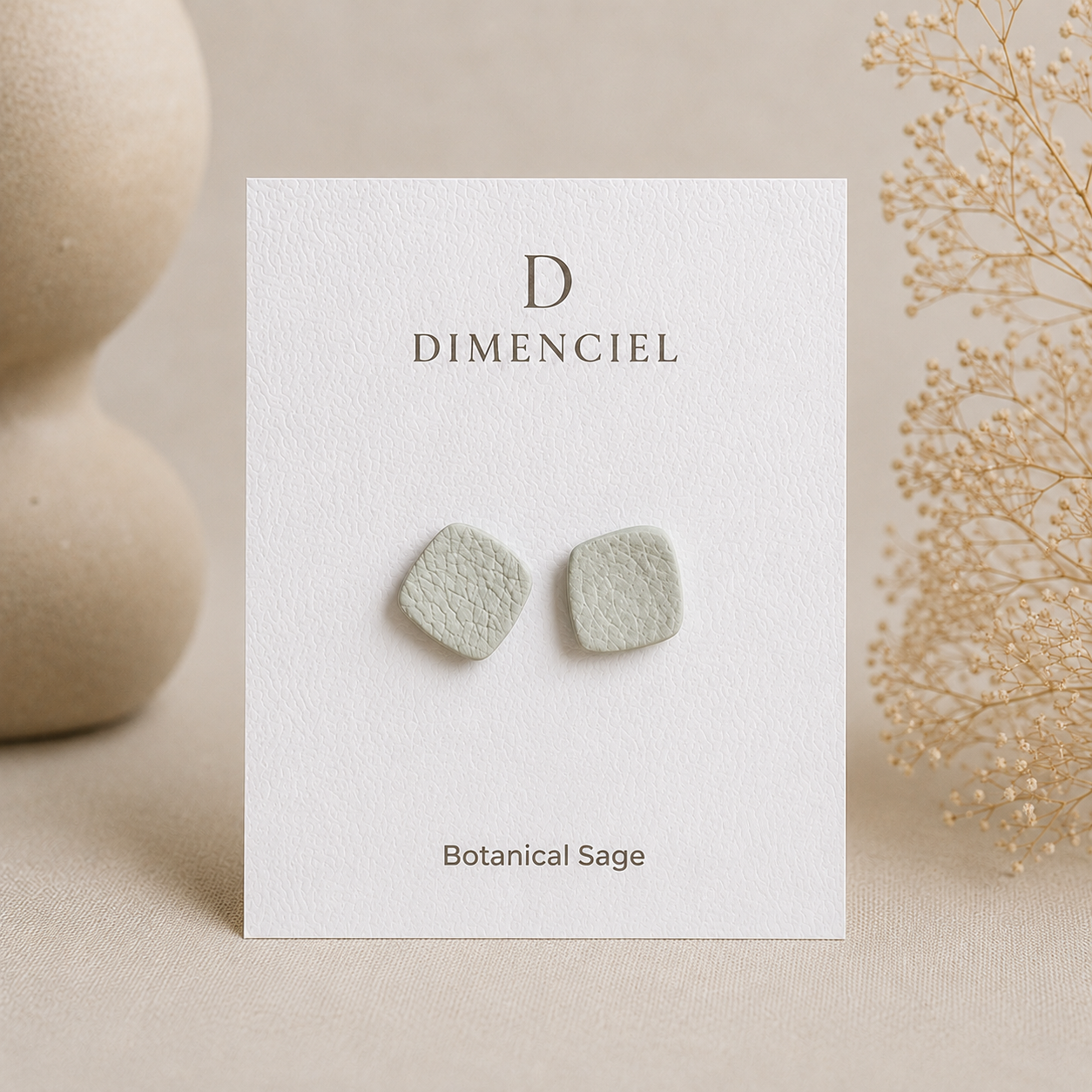 Botanical Sage Square Studs Set