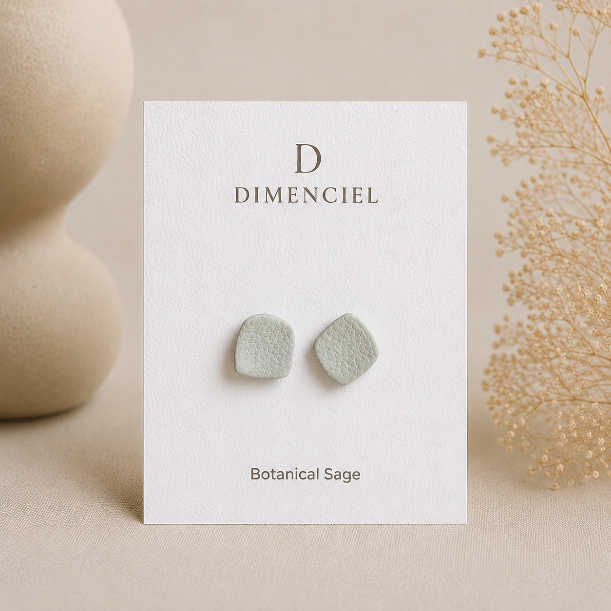 Botanical Sage Square Studs Set