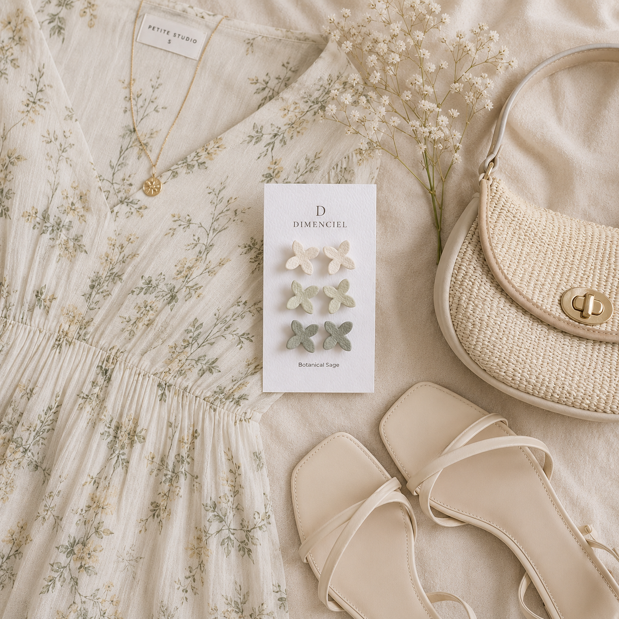 Botanical Sage Lilac Ear Studs Set