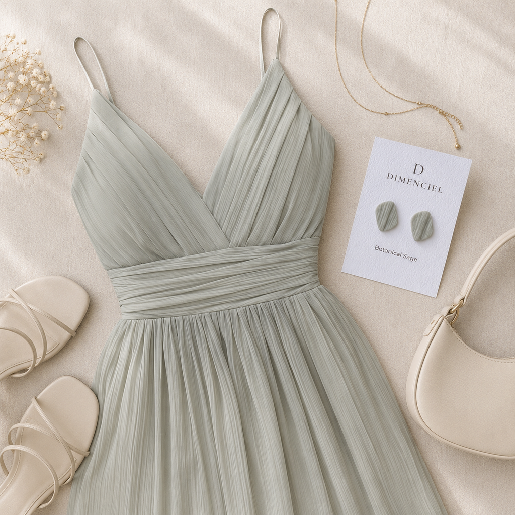 The Organic Pebble in Botanical Sage | Pebble Ear Studs