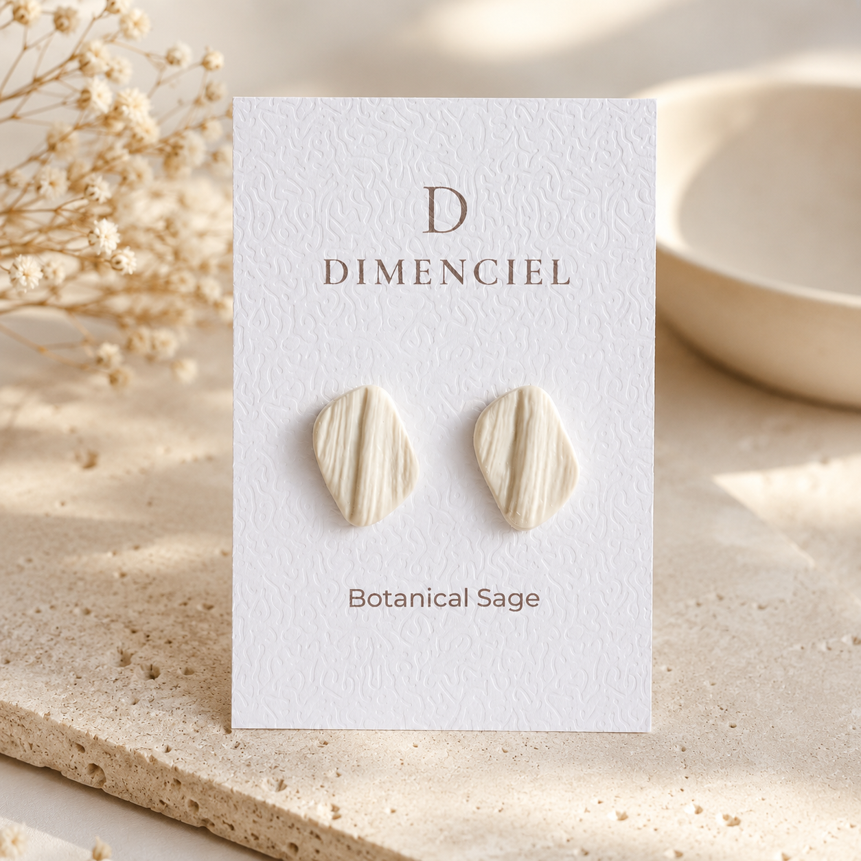 The Organic Pebble in Botanical Sage | Pebble Ear Studs