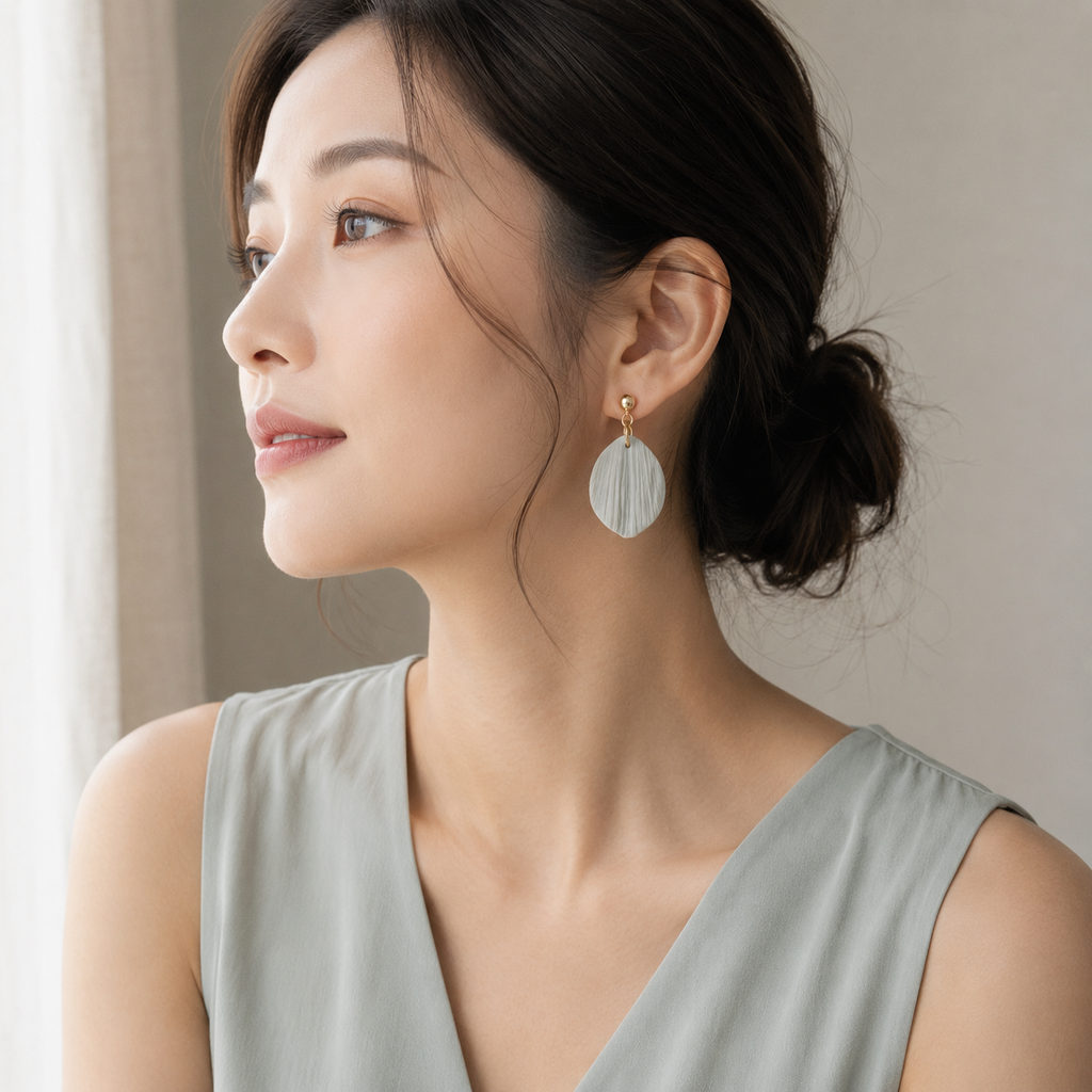 The Callista Drop in Botanical Sage | Petal Drop Earrings