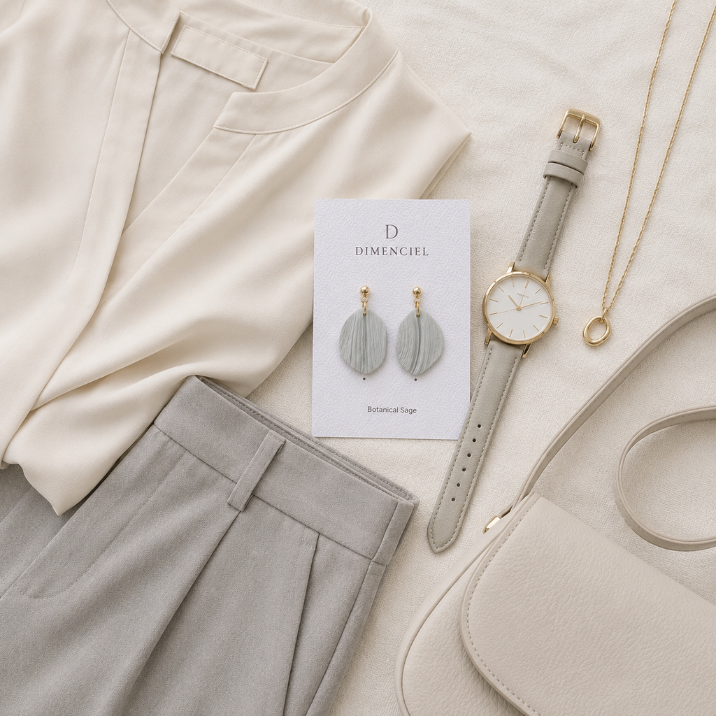 The Callista Drop in Botanical Sage | Petal Drop Earrings