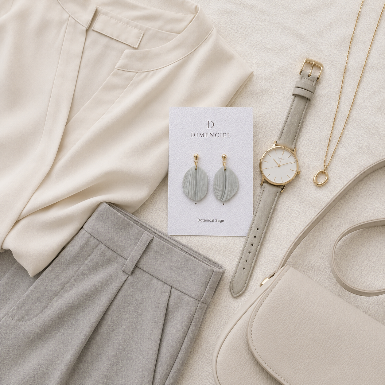 The Callista Drop in Botanical Sage | Petal Drop Earrings