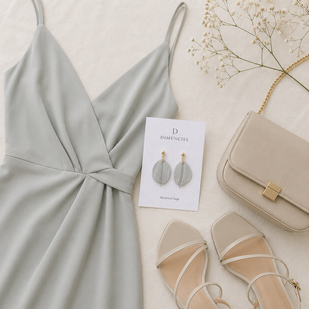 The Callista Drop in Botanical Sage | Petal Drop Earrings
