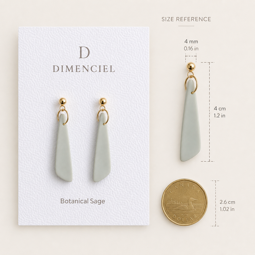 The Orb & Taper Edit in Botanical Sage | Bundle — Circle Studs Set & Drop Earrings