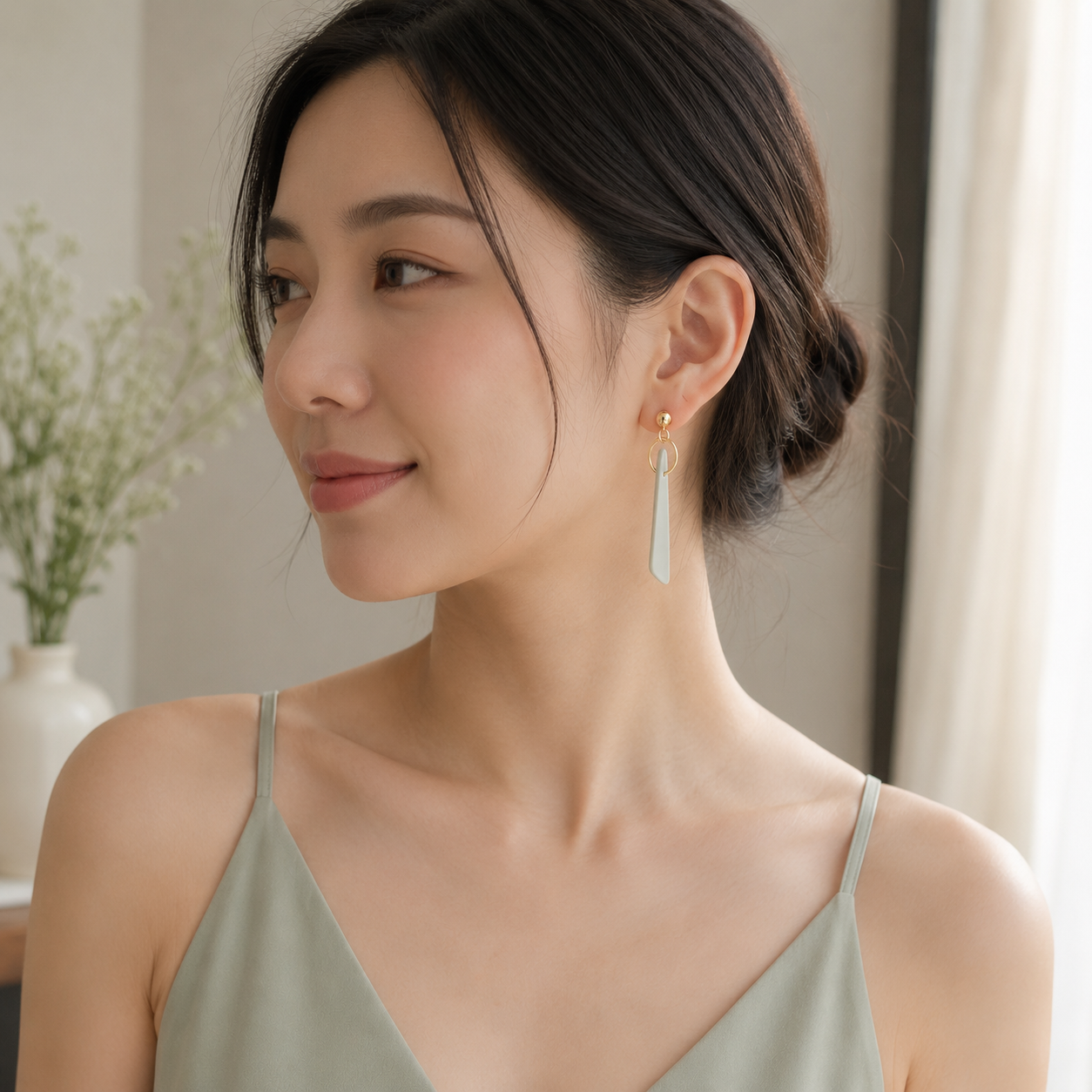 The Tapered Drop in Botanical Sage | Drop Earrings