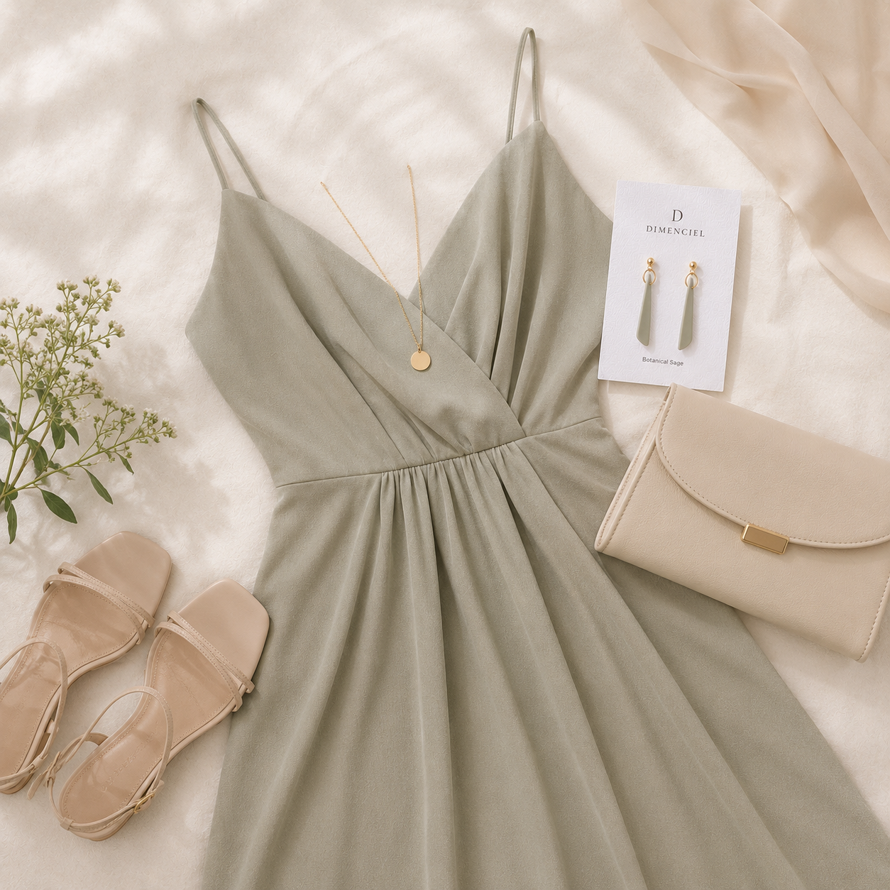The Tapered Drop in Botanical Sage | Drop Earrings