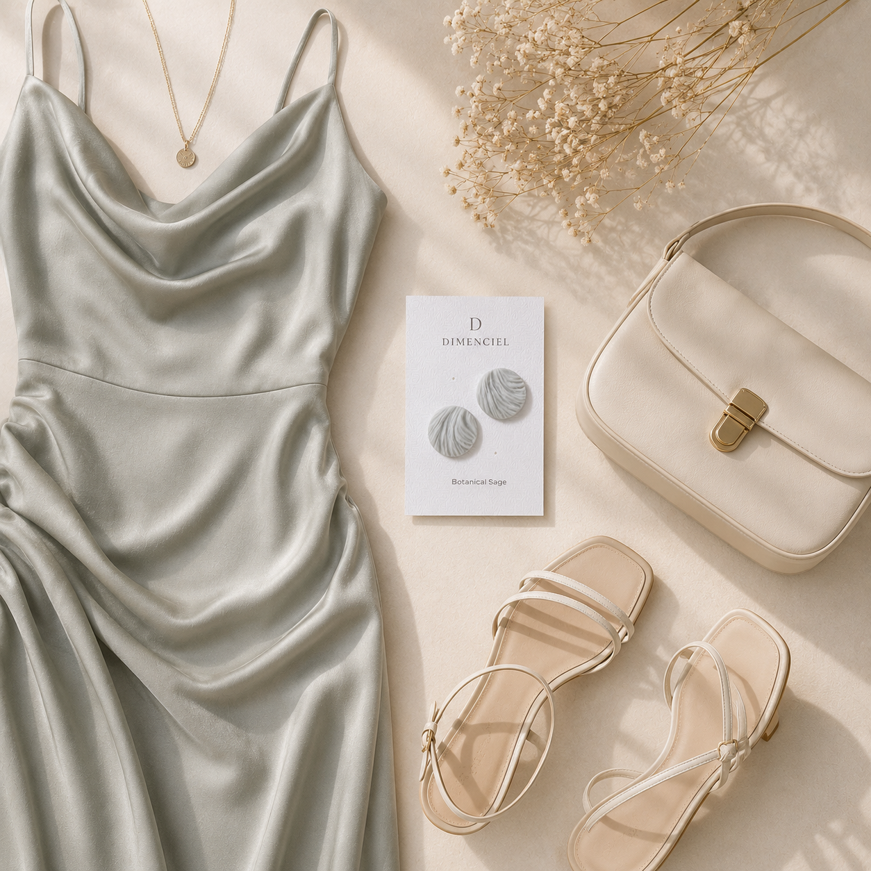 The Swirl Orb in Botanical Sage | Circle Ear Studs