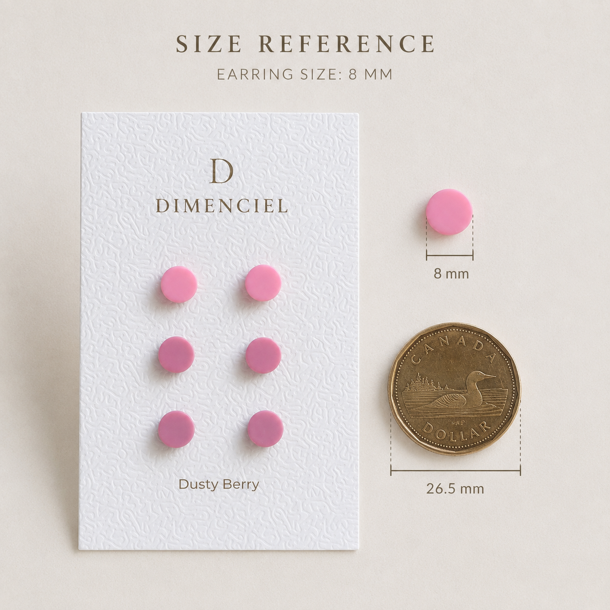 The Micro Orb Trio in Dusty Berry | Circle Ear Studs Set