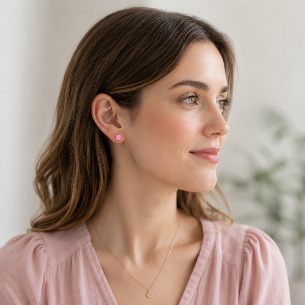 The Micro Orb Trio in Dusty Berry | Circle Ear Studs Set
