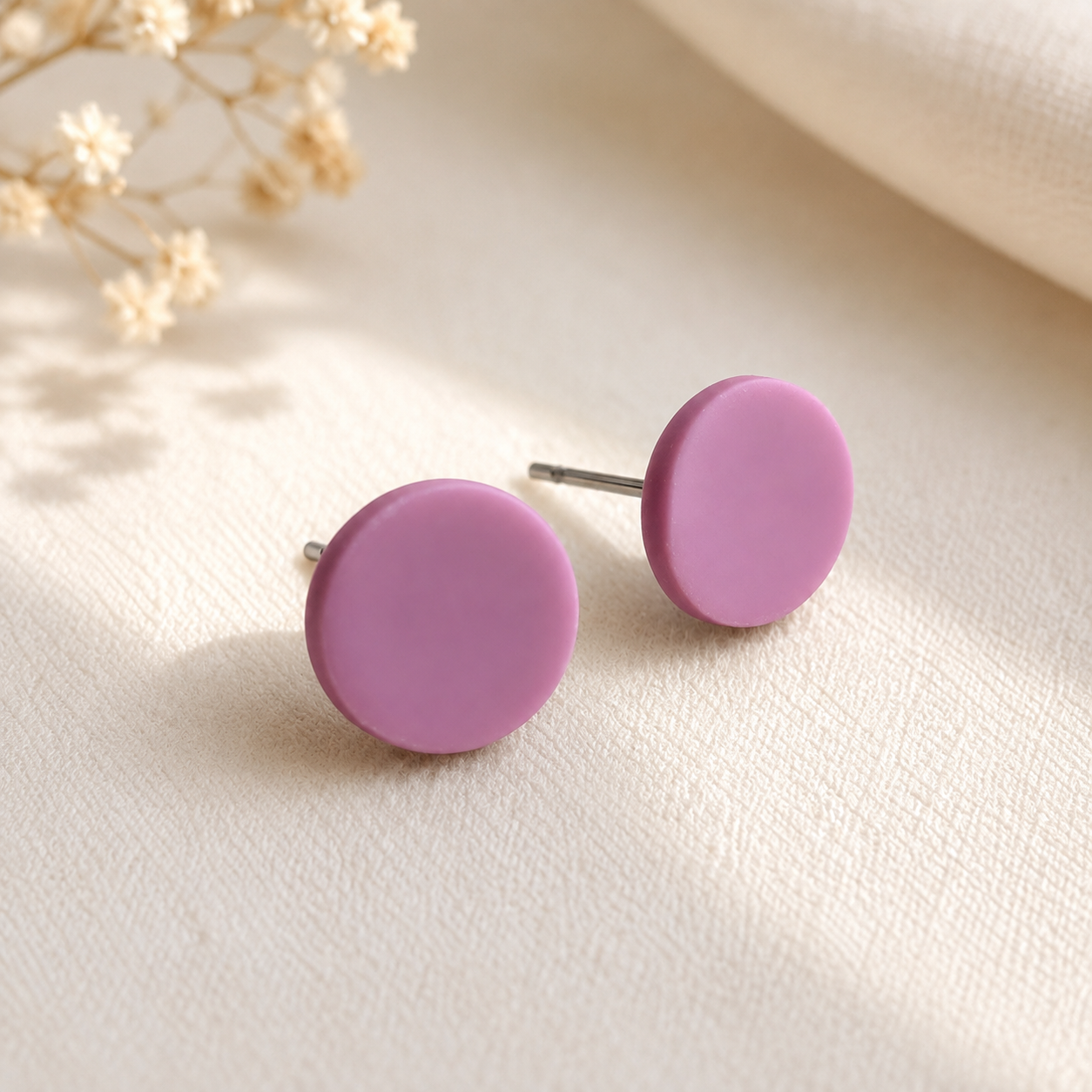 The Micro Orb Trio in Dusty Berry | Circle Ear Studs Set