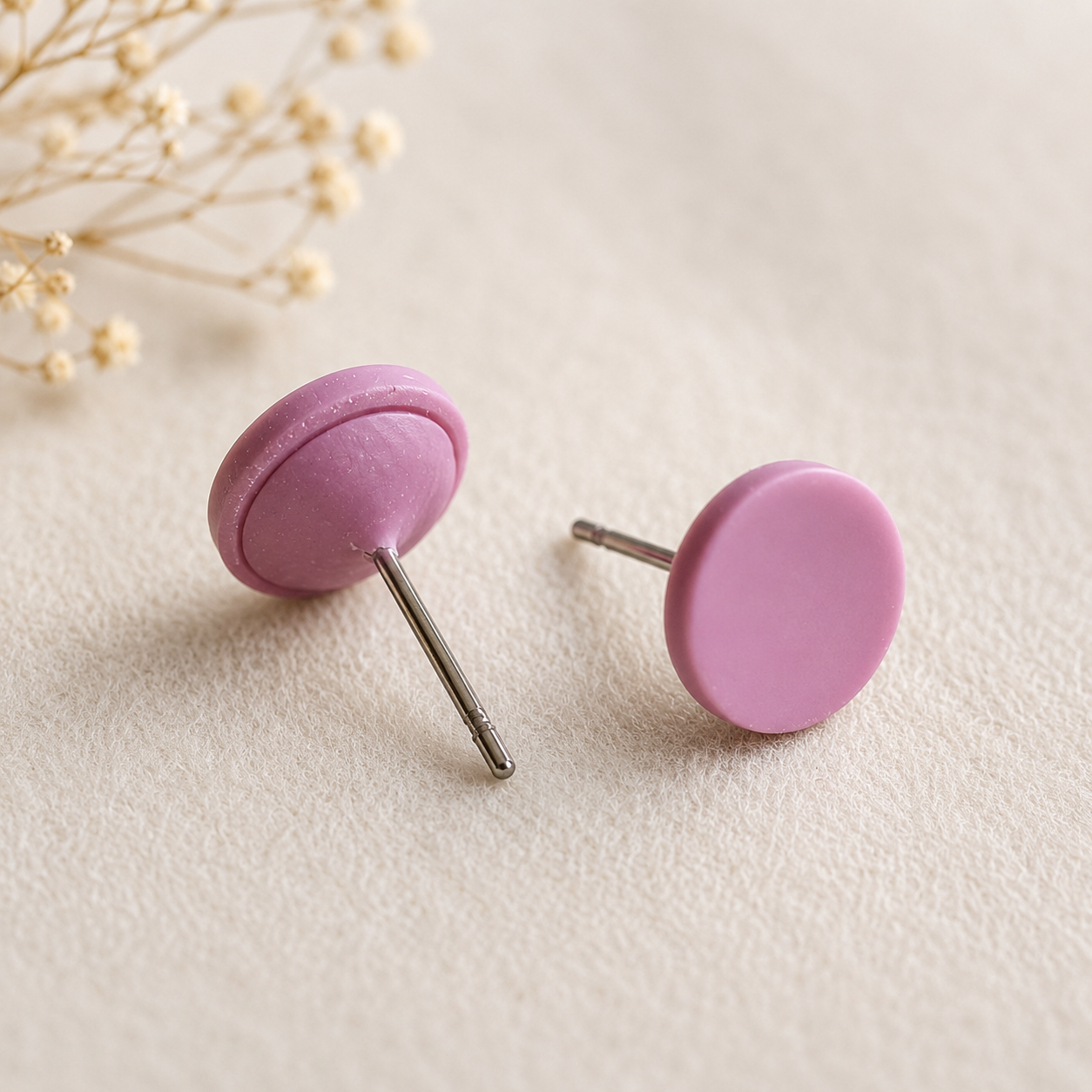 The Micro Orb Trio in Dusty Berry | Circle Ear Studs Set