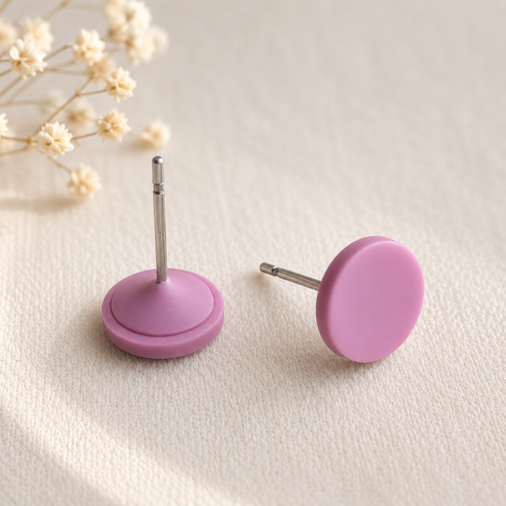 The Micro Orb Trio in Dusty Berry | Circle Ear Studs Set