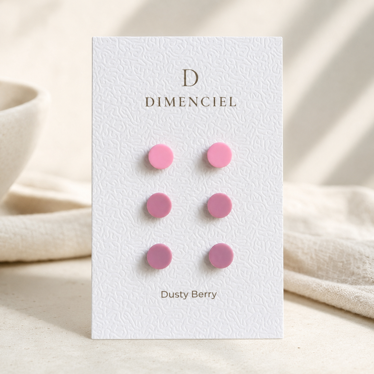 The Micro Orb Trio in Dusty Berry | Circle Ear Studs Set