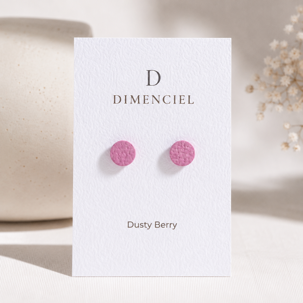 Dusty Berry Circle Ear Studs Set