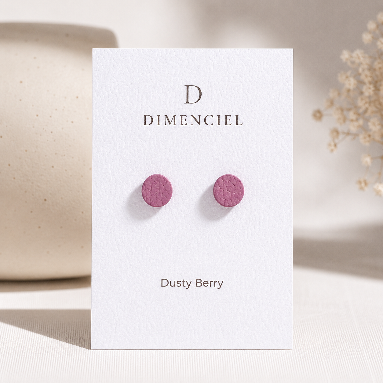 Dusty Berry Circle Ear Studs Set