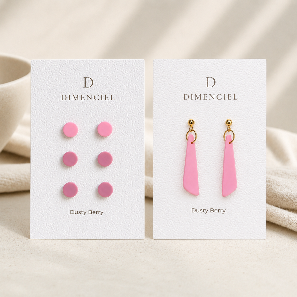 The Orb & Taper Edit in Dusty Berry | Bundle — Circle Studs Set & Drop Earrings