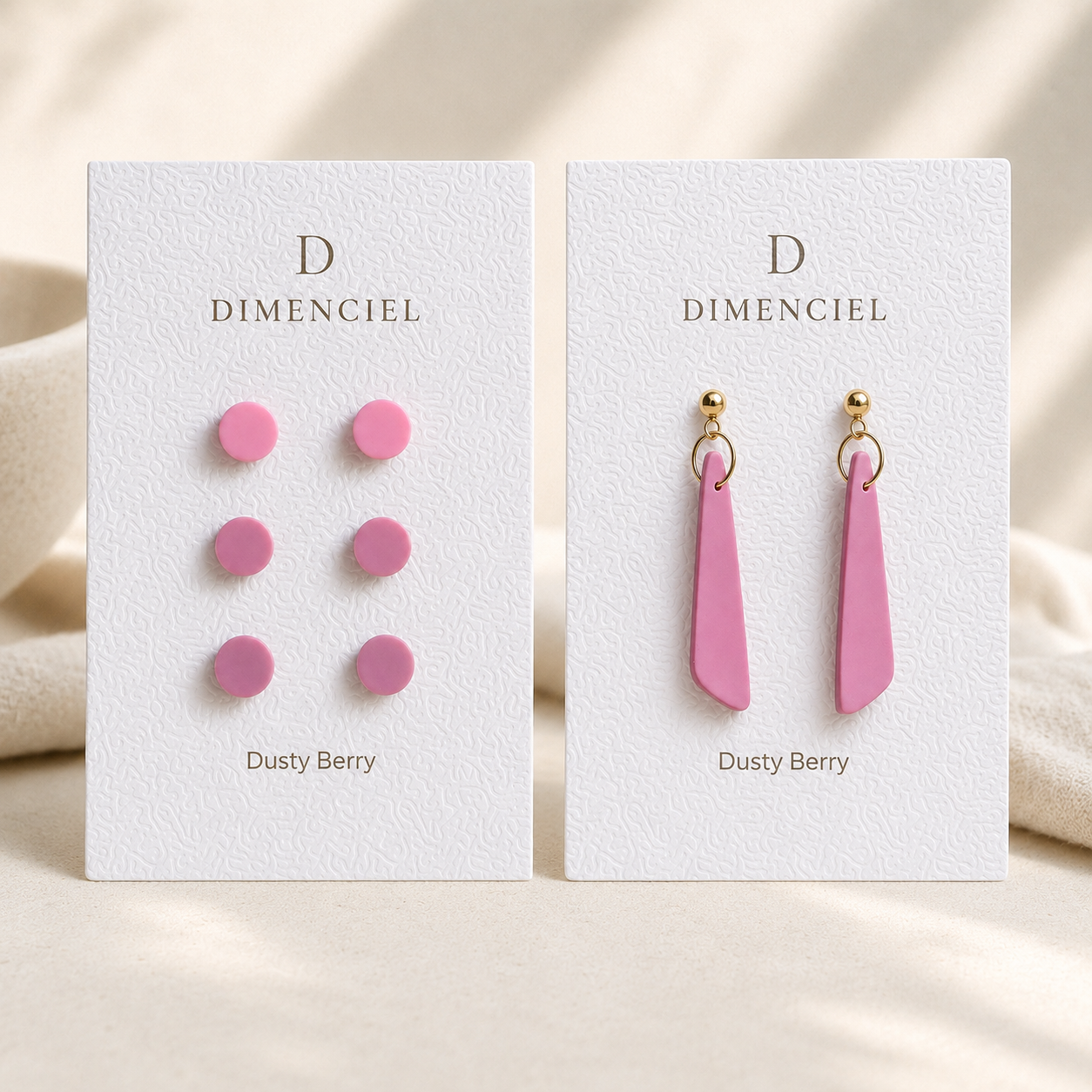 The Orb & Taper Edit in Dusty Berry | Bundle — Circle Studs Set & Drop Earrings