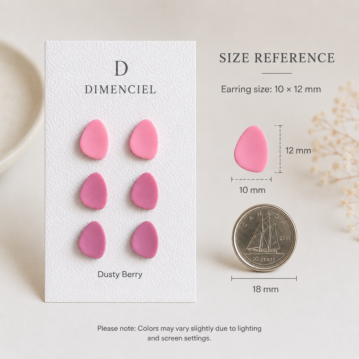 The Micro Pebble Trio in Dusty Berry | Pebble Ear Studs Set