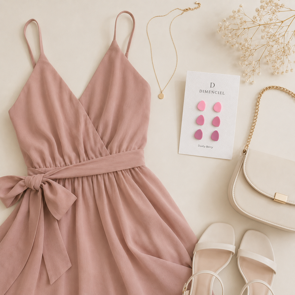 The Micro Pebble Trio in Dusty Berry | Pebble Ear Studs Set