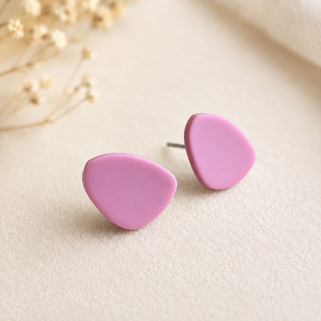 The Micro Pebble Trio in Dusty Berry | Pebble Ear Studs Set