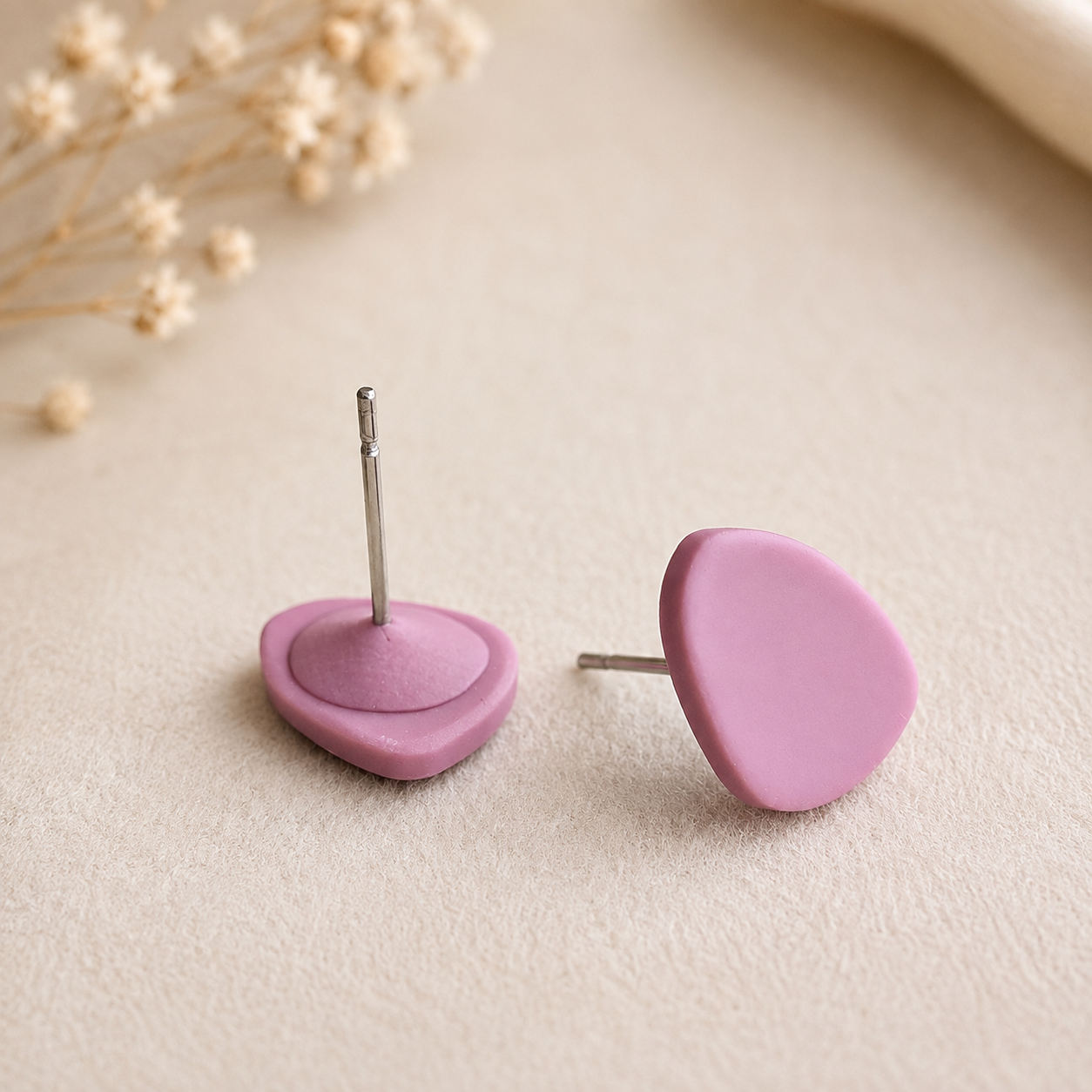 The Micro Pebble Trio in Dusty Berry | Pebble Ear Studs Set