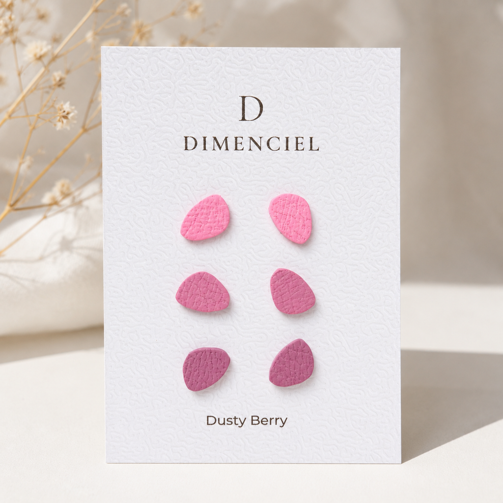 Dusty Berry Pebble Ear Studs Set