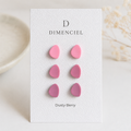 The Micro Pebble Trio in Dusty Berry | Pebble Ear Studs Set