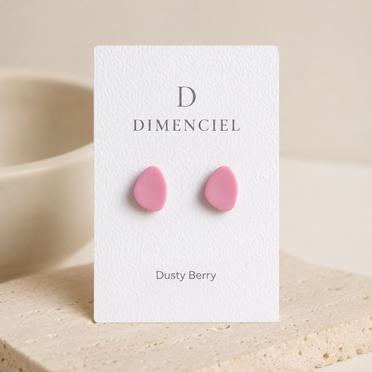 The Micro Pebble Trio in Dusty Berry | Pebble Ear Studs Set