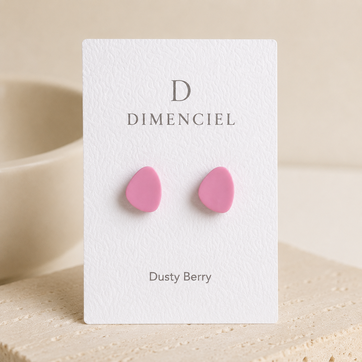 The Micro Pebble Trio in Dusty Berry | Pebble Ear Studs Set
