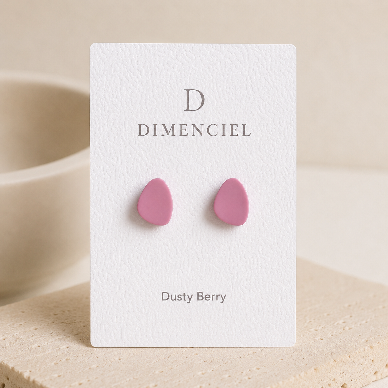 The Micro Pebble Trio in Dusty Berry | Pebble Ear Studs Set