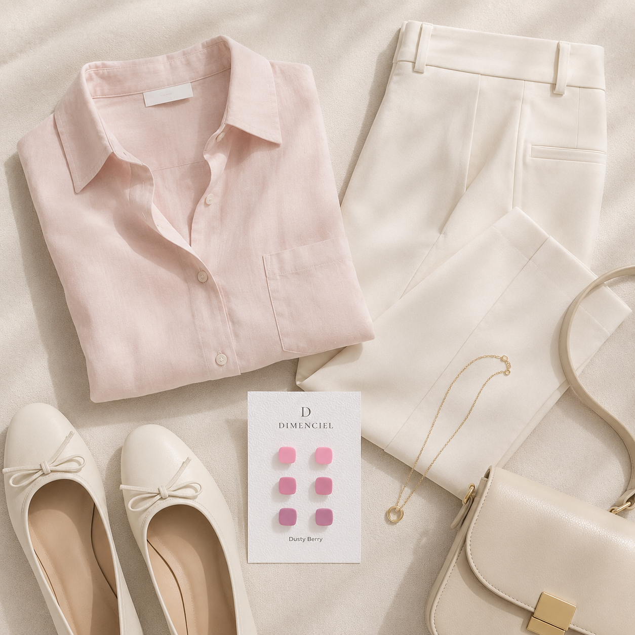 The Micro Cube Trio in Dusty Berry | Square Ear Studs Set