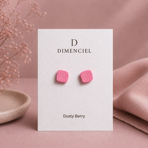 Dusty Berry Square Ear Studs Set