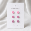 Dusty Berry Cherry Blossom Petal Ear Studs Set