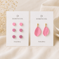 Dusty Berry Bundle — Circle Ear Studs Set and Petal Drop Earrings by Dimenciel