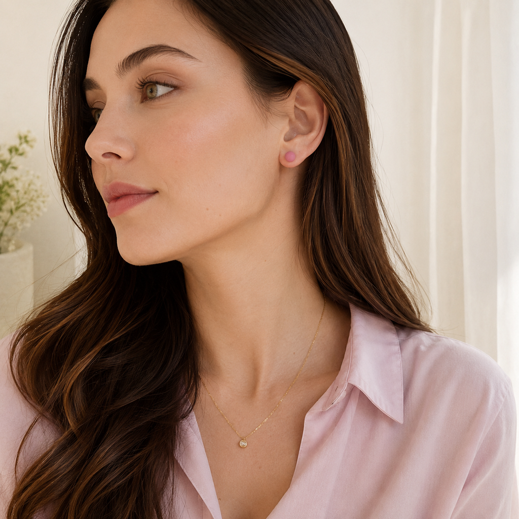 The Micro Dome Trio in Dusty Berry | Half Sphere Purple Ear Studs | Minimalist Pink Clay Half Ball Stud Earrings | Everyday Jewelry