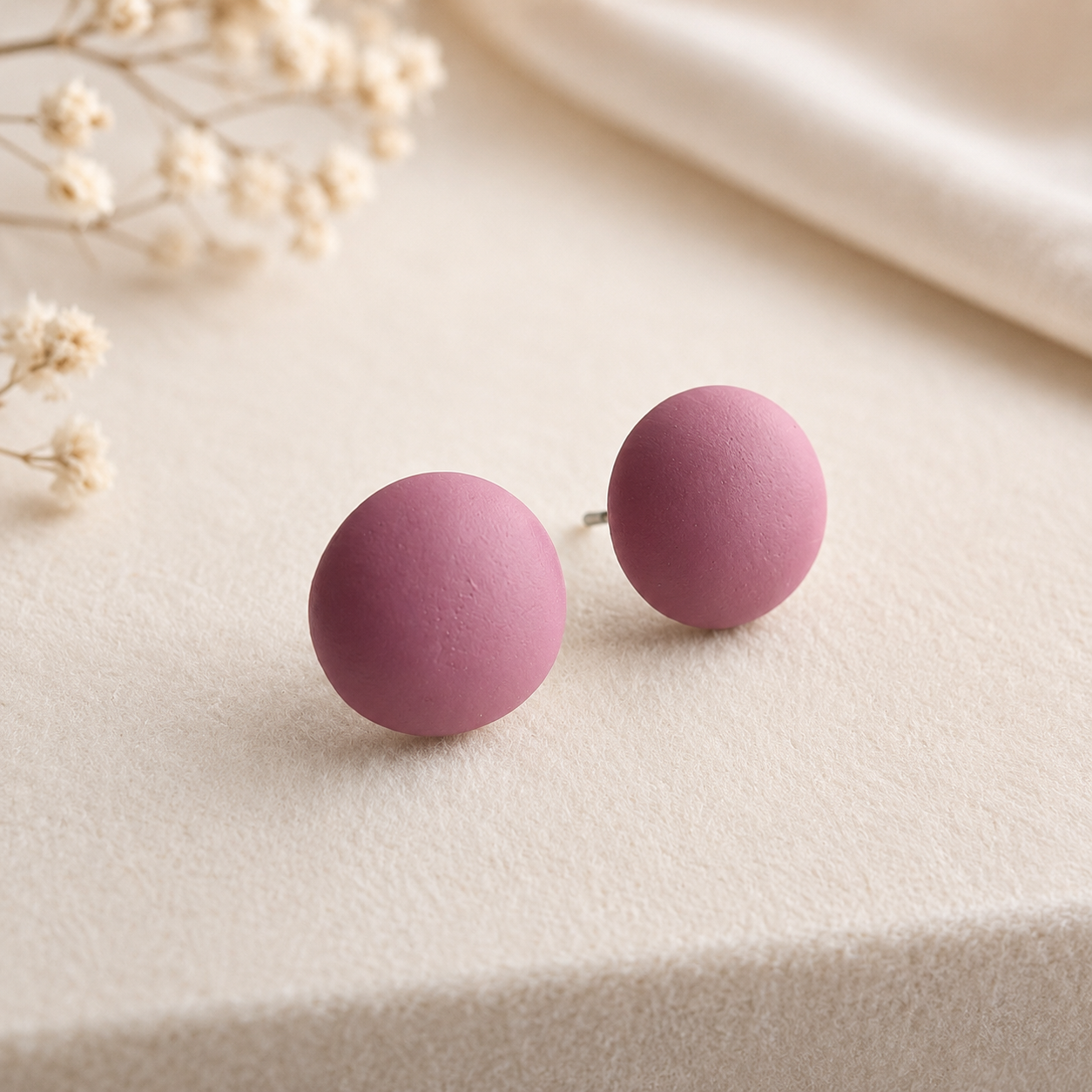 The Micro Dome Trio in Dusty Berry | Half Sphere Ear Studs Set