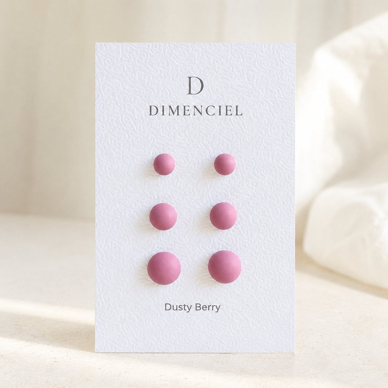 The Micro Dome Trio in Dusty Berry | Half Sphere Ear Studs Set