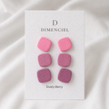 Dusty Berry Square Ear Studs Set