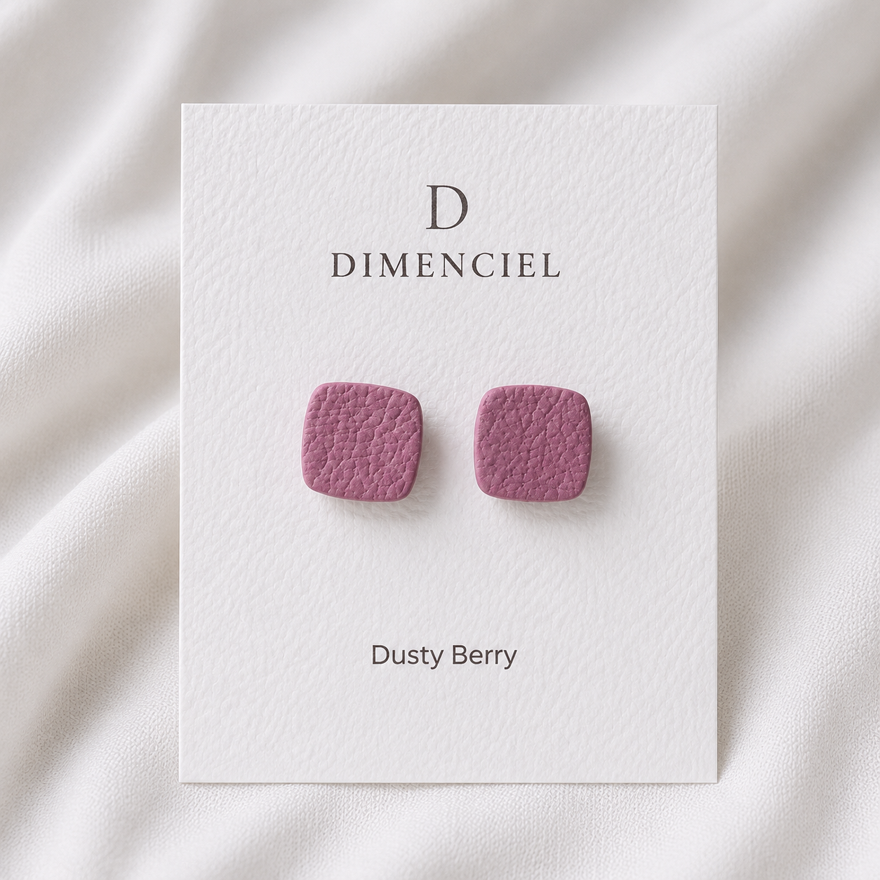Dusty Berry Square Ear Studs Set