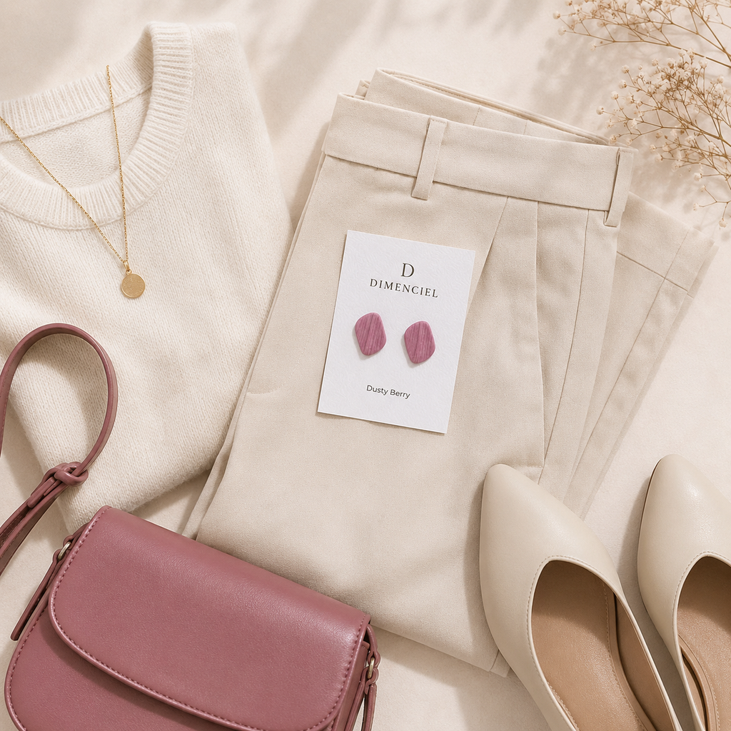 The Organic Pebble in Dusty Berry | Pebble Ear Studs